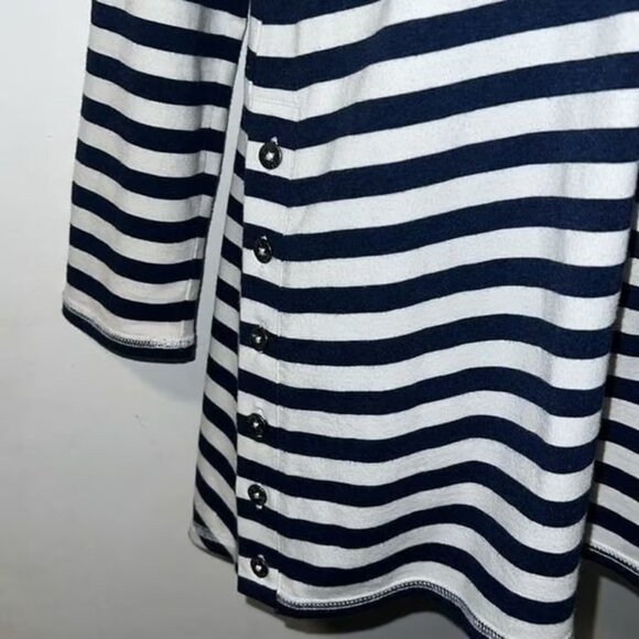 SOFT SURROUNDING Navy Blue Striped Tunic Top With Side Buttons-S - Picture 5 of 5